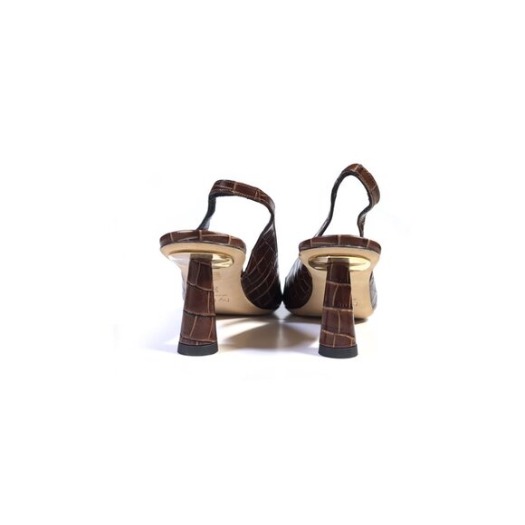 BY FAR DIANA Sandals Womens 40 Nutella Croco Embossed Leather Slingback *LOVELY* - Picture 5 of 10